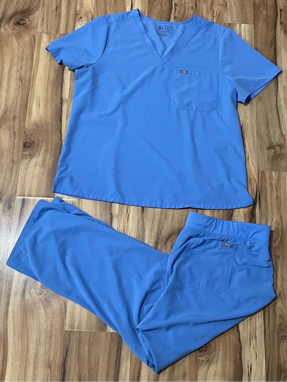 FIGS Ceil Blue Scrub Set Women Catarina 1-Pocket Top & Matching Pants Size XXL